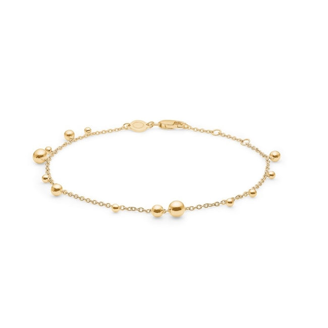 Bubbles armbånd i 14 karat guld fra Mads Z med små og større kugler i kædedesign.
